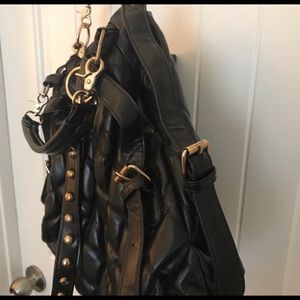 Black quilted handbag